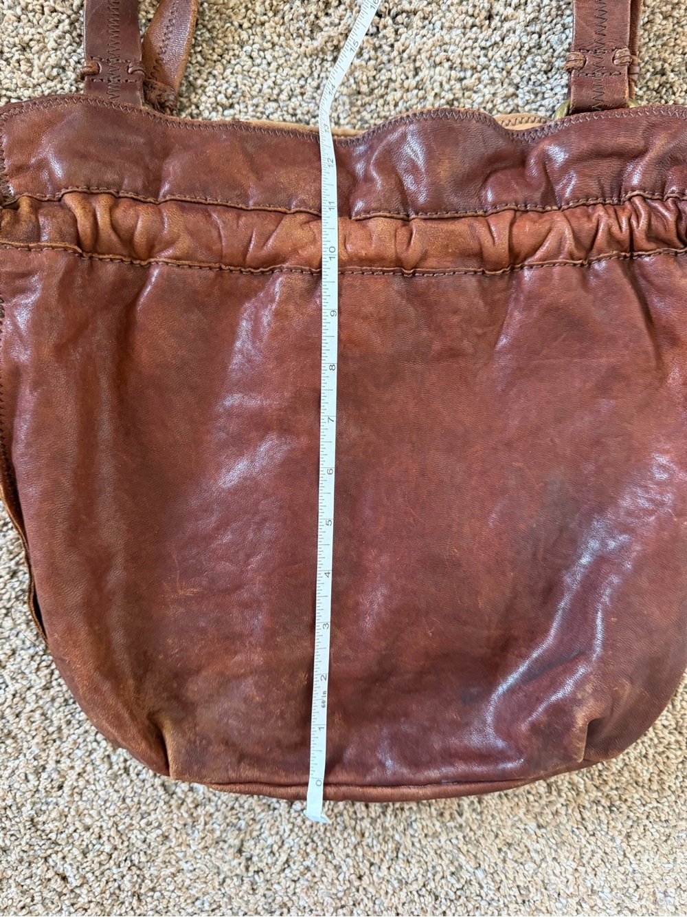 LUCKY BRAND Vintage Brown Leather Sinch Side Tote Shoulder Bag - Picture 13 of 13